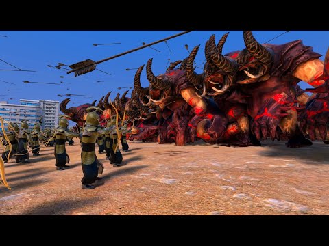 1K Giant Demons VS. 10K Elven Archers - Ultimate Epic Battle Simulator - UEBS