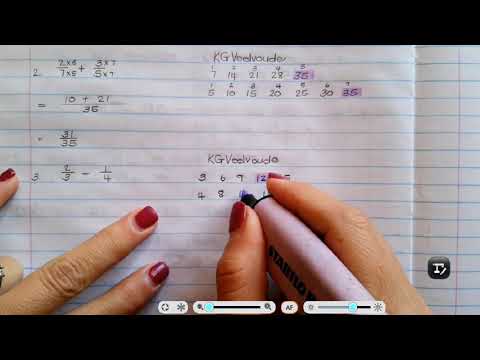 Graad 8 Breuke Optel en Aftrek Huiswerk Oefening 2 deel 1