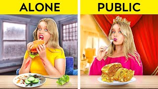 ALONE VS PUBLIC || How To Become Princess! Good VS Bad Manners by 123 GO! FOOD
