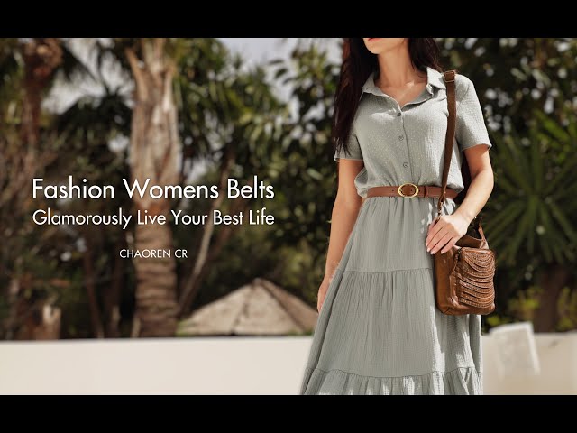 Vídeo relacionado con AOWVUTS Cinturón de Cuero PU para Mujer Moda Clásica Cinturón con Hebilla de Aleación de Oro Cinturón Señoras Retro Cinturón de Cintura Cinturones para Jeans Pantalones Vestidos