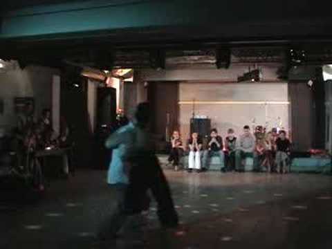  Kamel Rebai  and  Sigrid Van Tilbeurgh  are  dancing  to  the  tango  "  La Mariposa  "