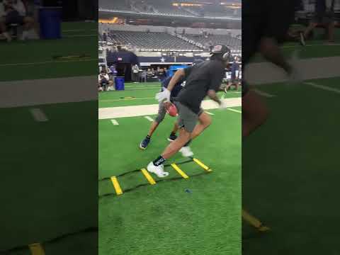 Trevon Diggs repping teammate Micah Parsons gear while warming up #shorts