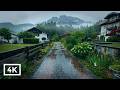 Heavy Rain Walk In Fairytale Alpine Village Beneath Zugspitze Rain Sounds For Sleep Stress Relief