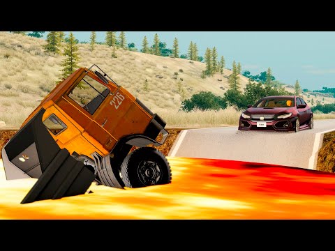 Cars vs Lava Traps #2 BeamNg Drive