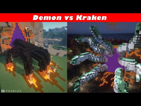 Minecraft: Demon vs Kraken | Timelapse Best Build Challenge | Epic Monster Nether Portal / Statue