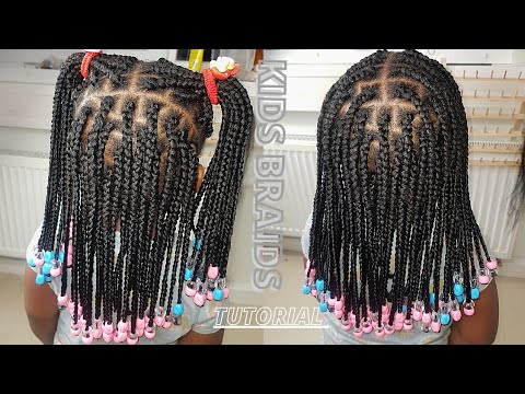 Kids Box Braids Tutorial With Beads : No Rubber Bands...