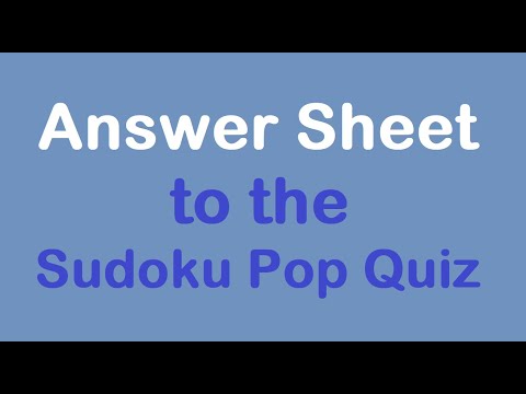Sudoku Primer 326 - Answer Sheet to the Pop Quiz