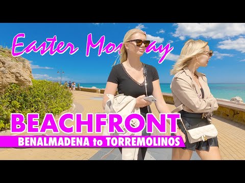 Benalmádena to Torremolinos beachfront walk - Easter 2024 - Costa del Sol Spain virtual tour