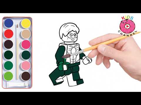 How to Draw Green Lantern | Lego Super Heroes | Green Lantern Lego Coloring - kids channel