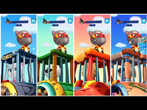 Talking Tom Hero Dash - Tom saving all friends with 4 screens