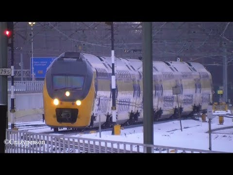 Train, Metro, Bus, Tram in the snow at Schiedam Centrum
