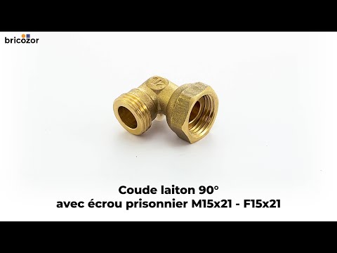 Coude laiton 90° avec écrou prisonnier M15x21 - F15x21 BRICOZOR