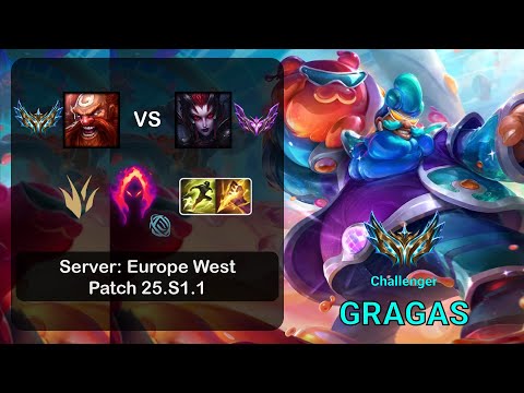 Gragas Jungle vs Elise - NA Challenger - Patch 25.S1.1