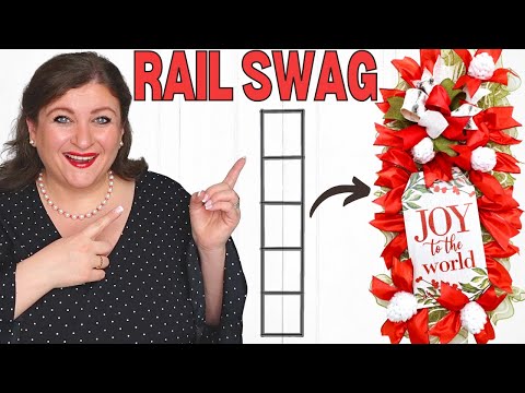 How to make a Rail Swag Deco Mesh Ruffle Christmas Wreath Tutorial