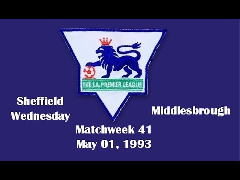 FA Premier League. Season 1992-1993. Matchweek 41. Sheffield Wday - Middlesbrough - 2:3. Highlights.