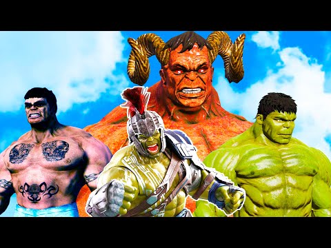 HULK LUCIFER vs HULK MUSCLE, GREY HULK AVENGERS, HULK RAGNAROK - WORLD HULK WAR - EPIC SUPERHEROES