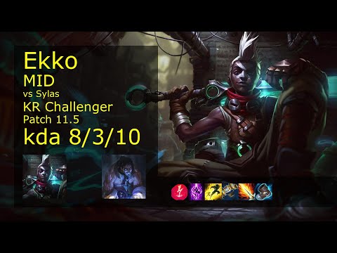 Ekko Mid vs Sylas - KR Challenger 8/3/10 Patch 11.5 Gameplay // [롤] 에코 vs 사일러스 미드