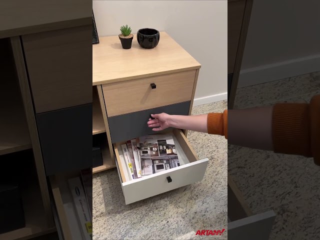 Mesa Escrivaninha Next 3 Gavetas Carvalho/Branco/Grafito - Artany Móveis