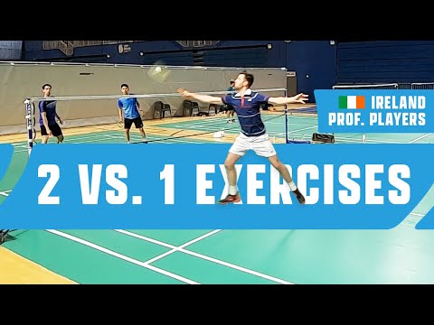 2 vs. 1 exercises in Badminton - Flat drives in singles