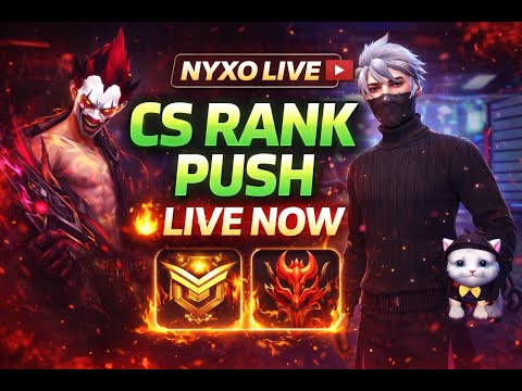 🔴NEW SEASON  CS RANK PUSH TOP 1  NYXO LIVE  | Free Fire Live Stream  #freefire #gyangaming #classyff