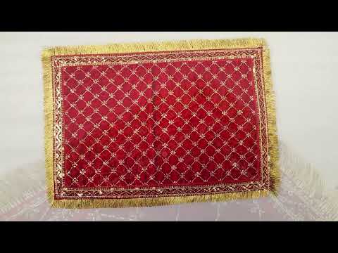 Red Asan Cloth in Velvet Material for Daily Puja in Home Temple - 16x11 inches video