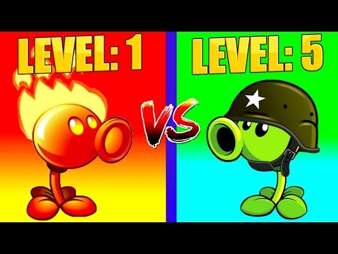 Plants vs Zombies 2 Fire Peashooter vs Peashooter LvL 5