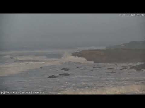 Cambria Moonstone Beach Webcam Recap - Big Swell - Jan 6 2023 8am - 10am