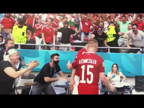 Amazing celebrations by Hungary player after scoring against France & terrifying journalist