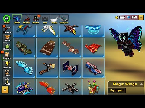 Pixel Gun 3D - Using All Gliders in Game [Battle Royale mode]