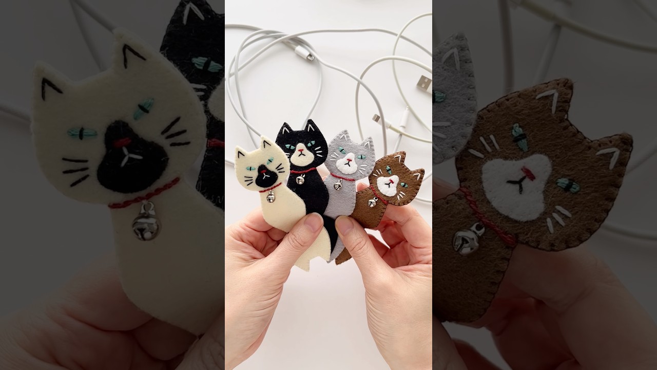 フェルトで簡単＆可愛く収納！猫のケーブルホルダー #diy #shorts #ハンドメイド