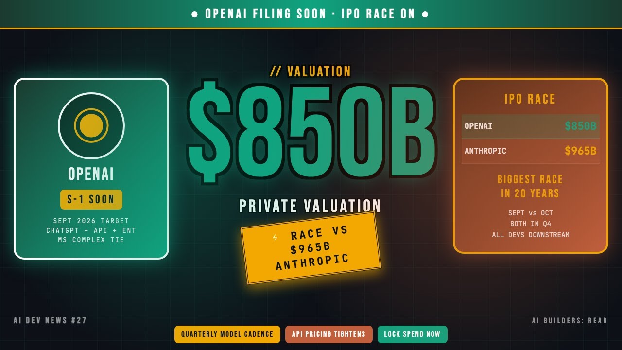 OpenAI Just Set Up Its IPO — September Target, $850B Valuation