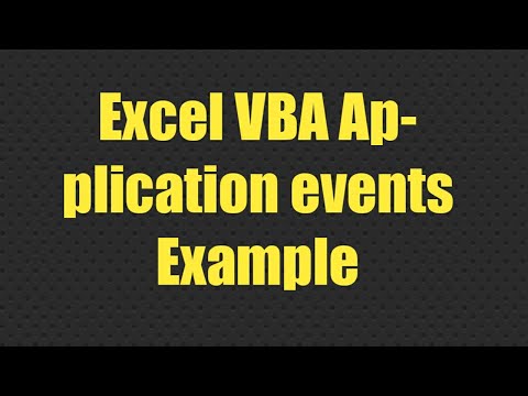 Excel VBA Application events   Example