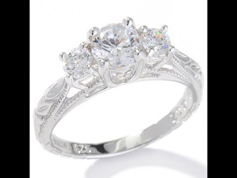 1ct Absolute Round 3Stone Sterling Silver "Antique" Ring