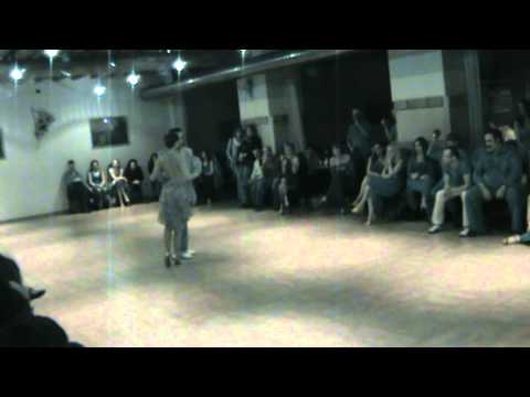  Juana Sepulveda  and  Mariano Frumboli  are  dancing  to  the  tango  "  La Huella  "