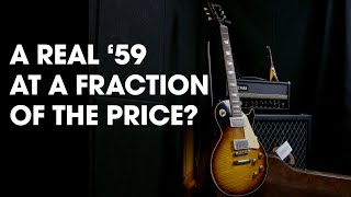 Video thumbnail for THE BEST LES PAUL? Gibson 1959 Les Paul Standard Kindred Burst Ultra Heavy Aged Electric Guitar Demo by Rhythm & Beard