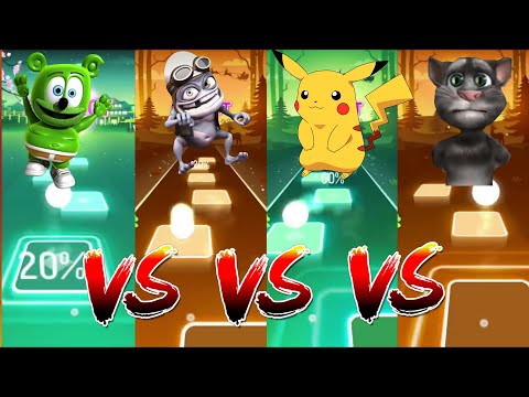 Gummy Bear vs Crazy Frog vs Pikachu vs Talking Tom | Tiles Hop Music