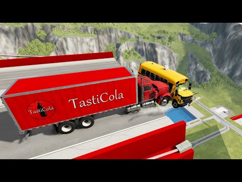 Heavy Vehicle Open Bridge Jump With Side Impact (Crash Test) - BeamNG drive Side Impact Crashes