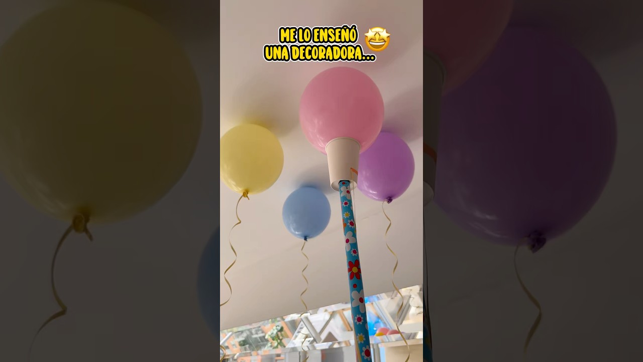 Aprende a poner los globos en el techo así de fácil… #hacks #fiestas #lifehacks #ideas #decoracion
