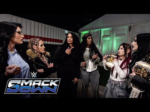 Rhea Ripley and IYO SKY confront Nia Jax, Lash Legend, Giulia and Kiana James: SmackDown highlights