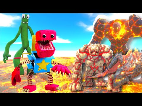 LAVA TRIO VS 3X RAINBOW FRIENDS & POPPY PLAYTIME MONSTERS - ANIMAL REVOLT BATTLE SIMULATOR