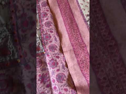 Pure Linen Unstitched Suit Set with Hand-Embroidered French Knots