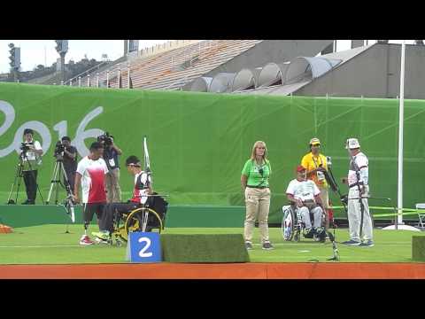 Men's Individual Recurve Open quarter finals - Rahimi v Tomohiro - Rio 2016 Paralympics