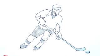 How to Draw Ice Hockey Player