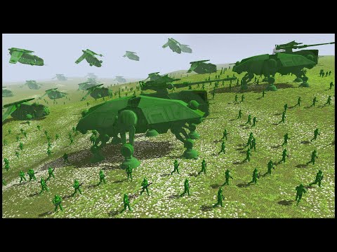 Green CLONE Army Men FULLY MOBILIZE! - Men of War: Star Wars Mod Battle Simulator