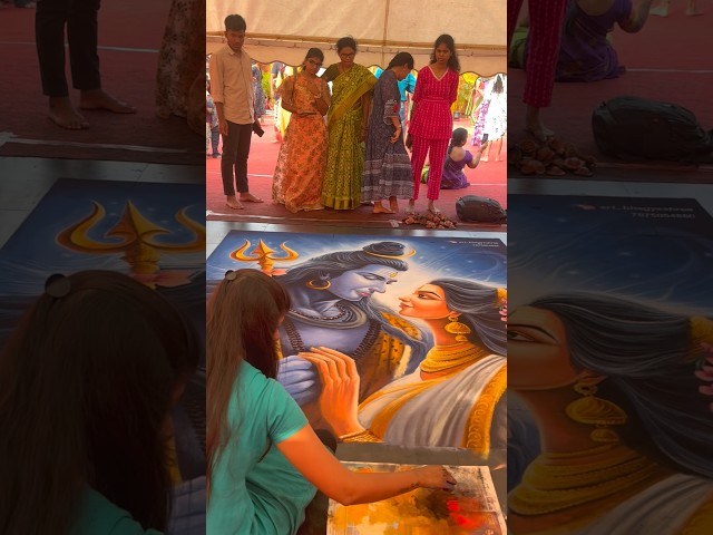 Portrait rangoli design lord shiva parvati by rajshri bhagwat - video 2
