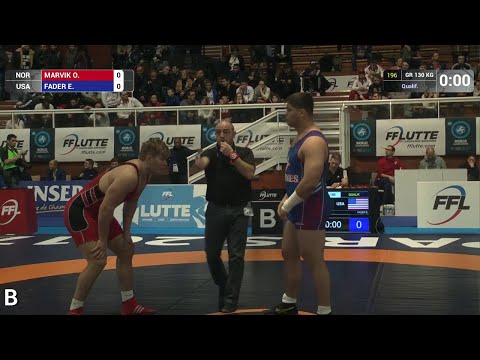 Qual. GR - 130 kg: O. MARVIK (NOR) df. E. FADER (USA) by TF, 9-0