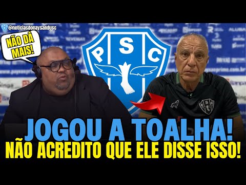 🔥“MÁRCIO THREW IN THE TOWEL!” Paysandu fans shocked at press conference! PAYSANDU SC NEWS