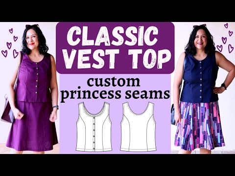 2 Cute CLASSIC vest tops. CUSTOMISE PRINCESS SEAMS. Madalena (Itch to Stitch). A-DD cups.