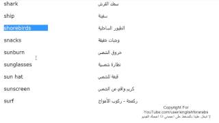 كلمات انجليزية الدرس 175 قد تستخدمها عند تواجد عند الشاطىء الجزء 4