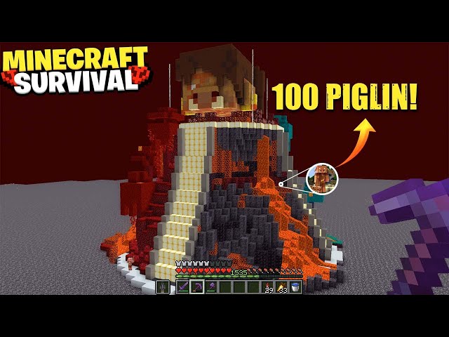 Minecraft Piglin Build NETHER PIGLIN Build /statue with PIGLIN TRADE FARM Minecraft Map